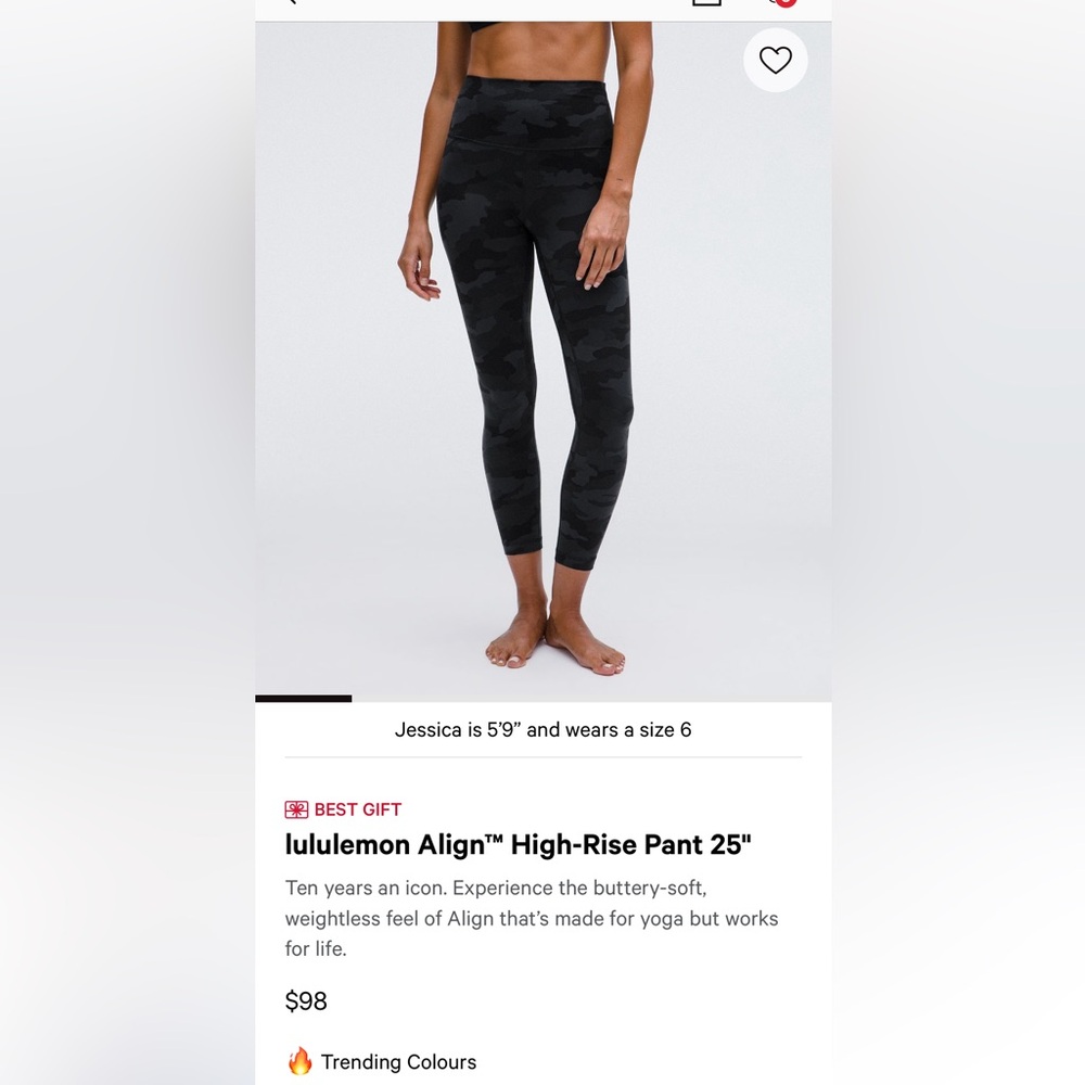 Lululemon Align high rise pant 25” Camo